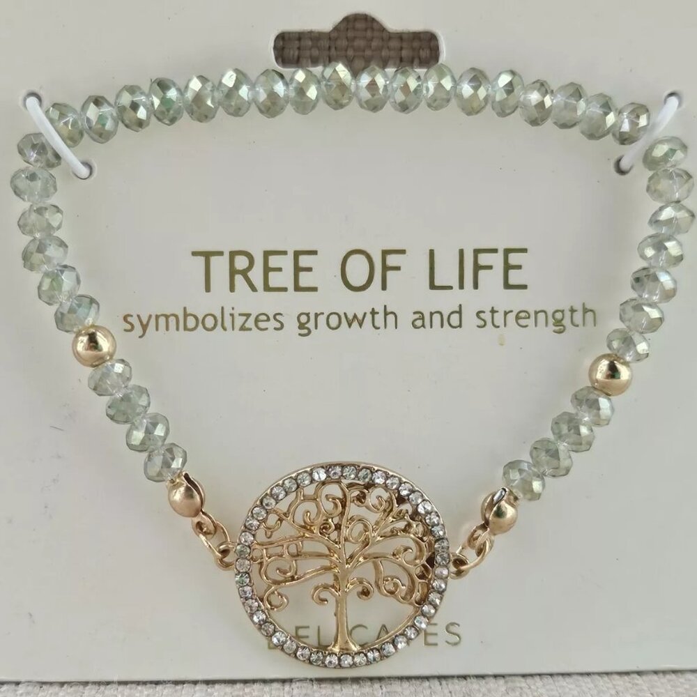 MIXIT Bracelet THE TREE OF LIFE Crystal Accent Gold Tone Stretched Wristband